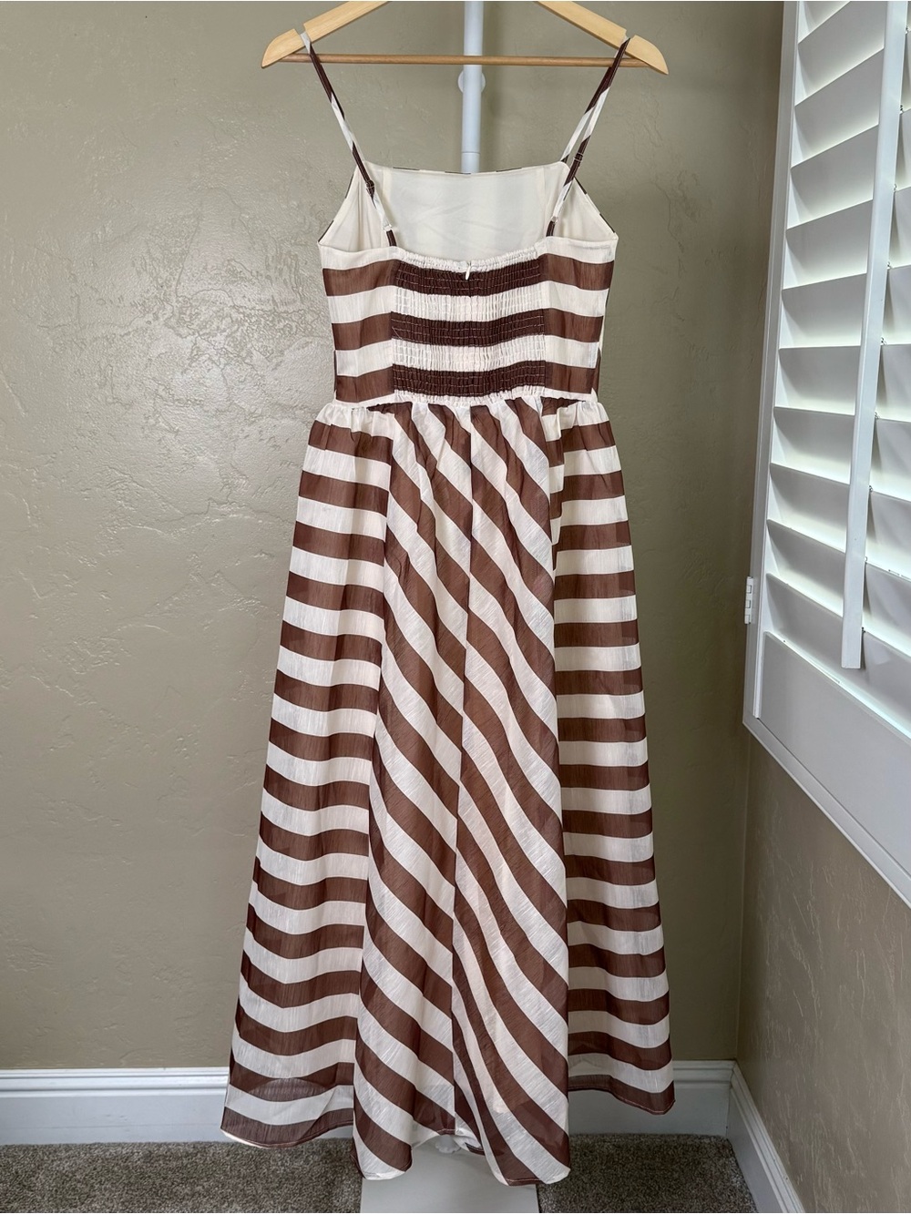 Commense Brown and Cream Striped Maxi Dress - Picture 6 of 9